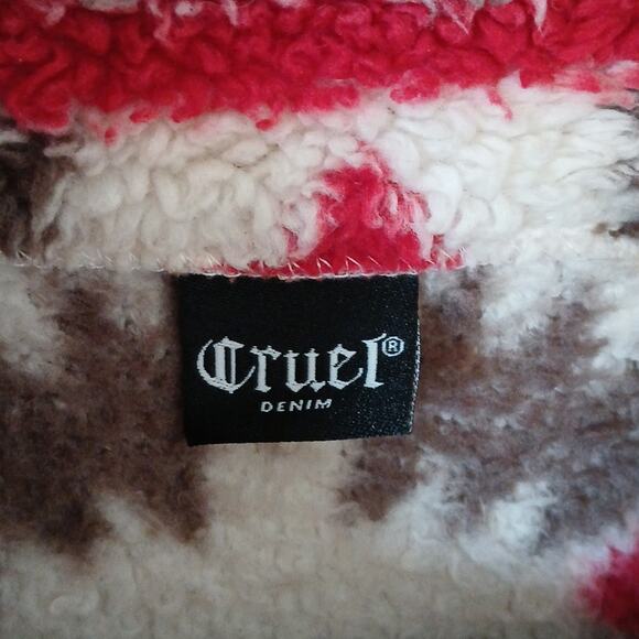 Cruel Denim Aztec Print Southwest Sherpa Fleece Full Zip Jacket - Picture 4 of 7